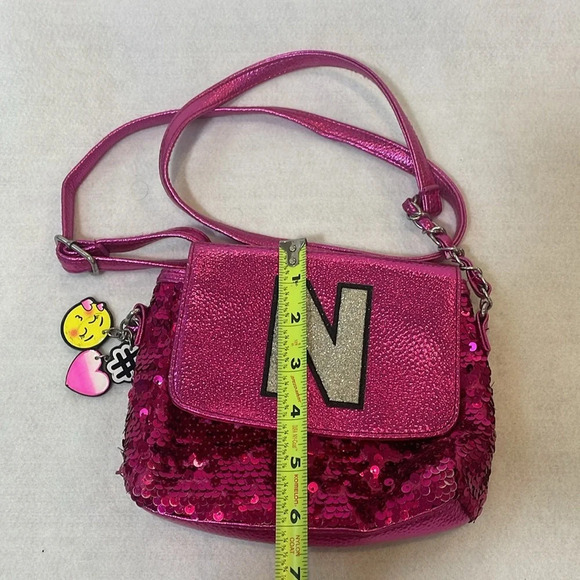 Justice Lot of 2 Girls Purses Crossbody Pink Sequins Barbie Initial Letter N - Picture 3 of 15